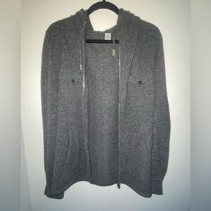 Eleventy Grey Cashmere Zip-Up Sweater